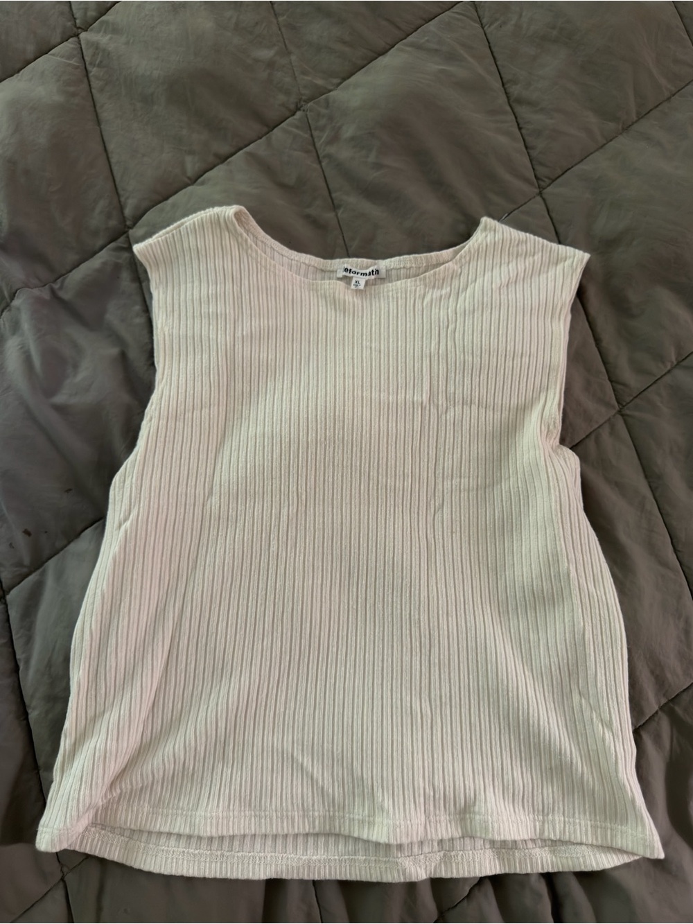 Reformation rib-knit white sleeveless tank top